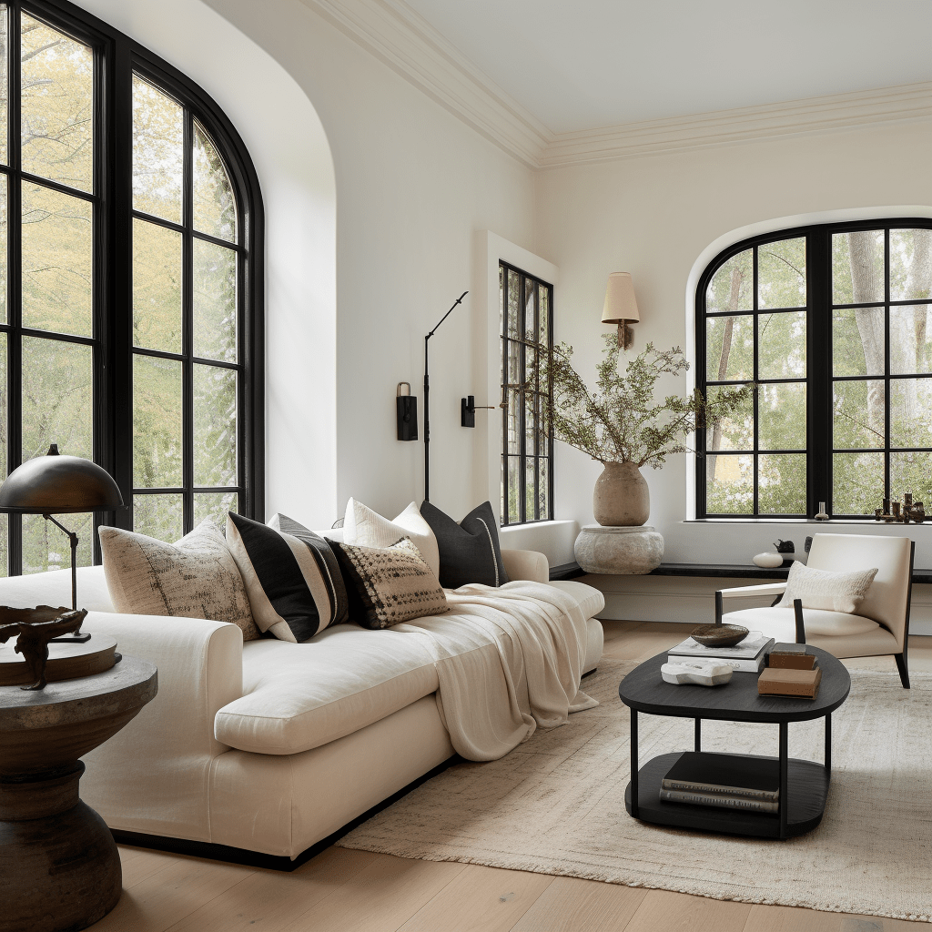 obývací pokoj ve světlé a tmavé