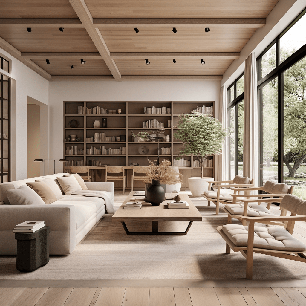 dřevěný strop v obývacím pokoji