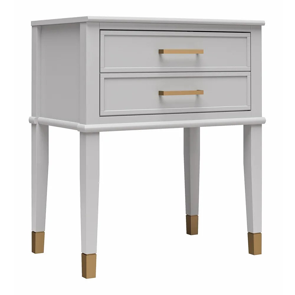 Noční stolek bílý se zlatými detaily