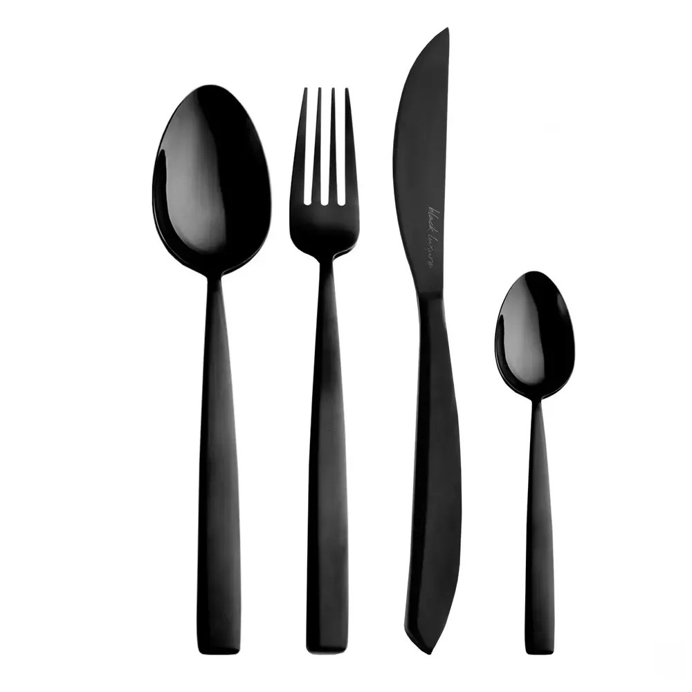 černý nerezový příbor