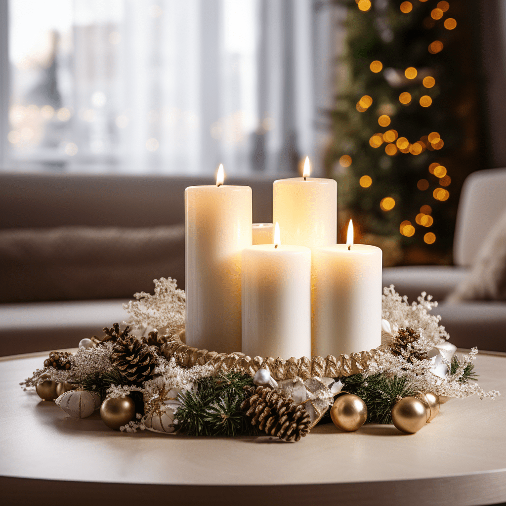 Adventní věnec zdobený krystaly a třpytivými ozdobami