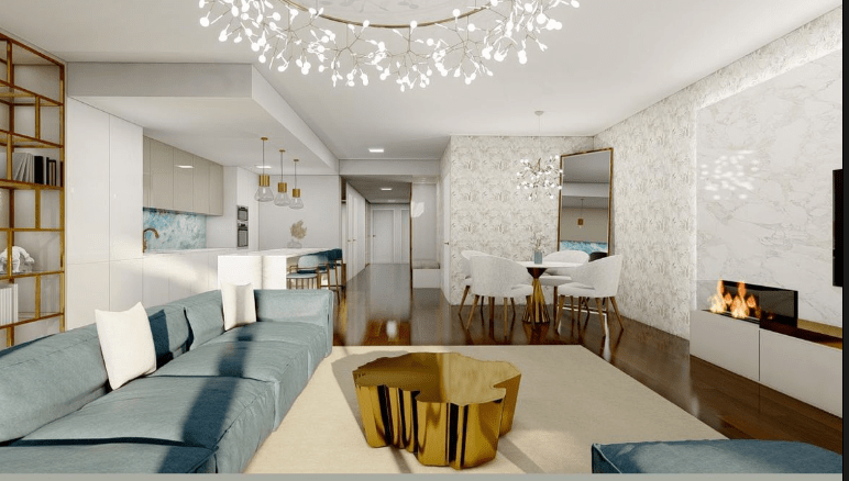 Vizualizace bytu Týnuš Třešničkové - obývací pokoj