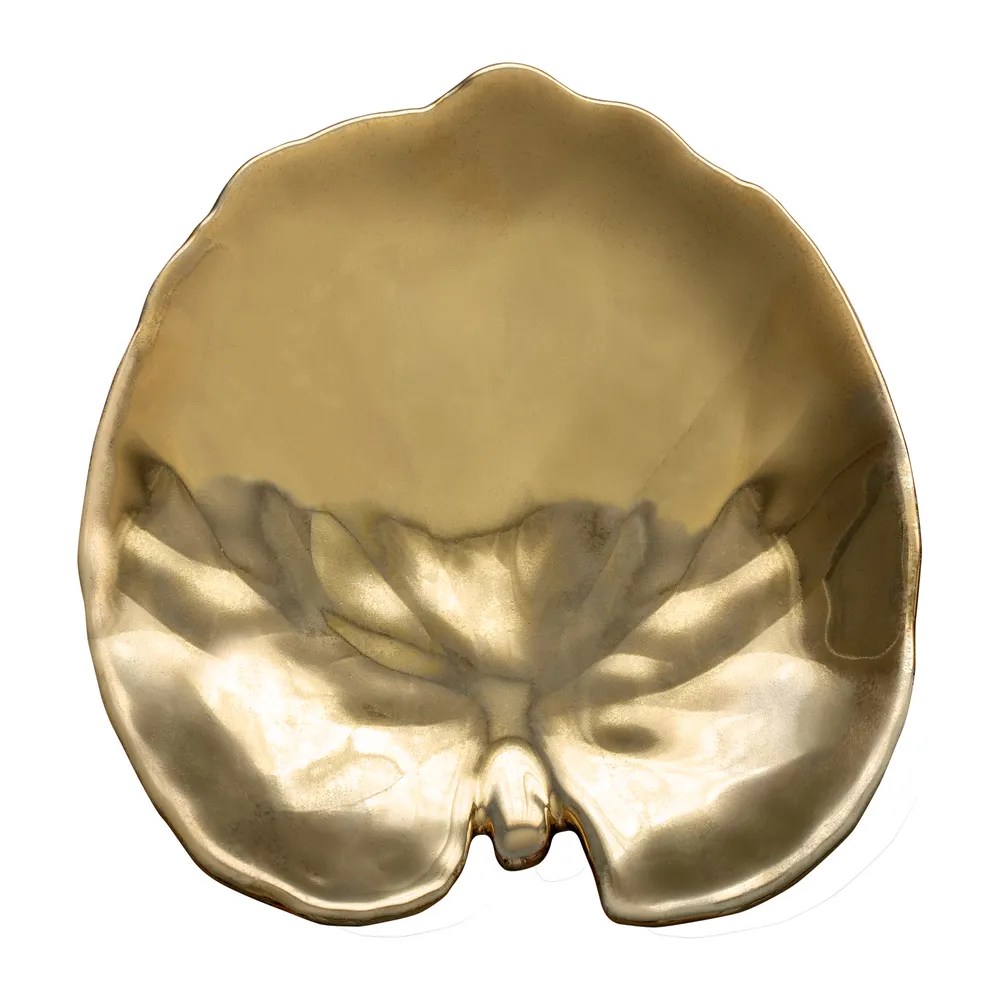 zlatý talíř ve tvaru listu