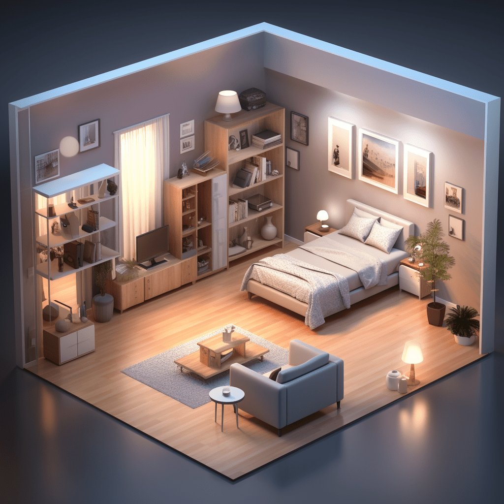 návrh interiéru propojení obýváku s ložnicí