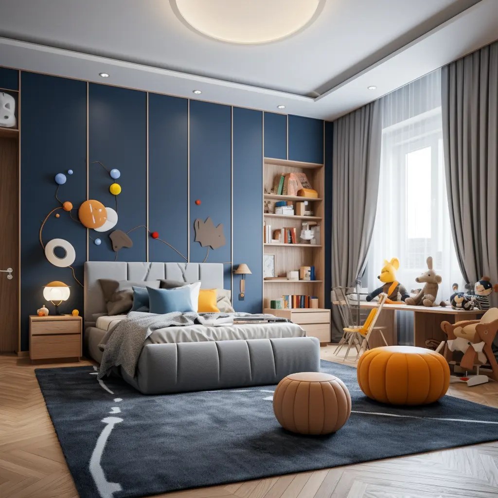 Dětský pokoj pro kluka v odstínech tmavě modré