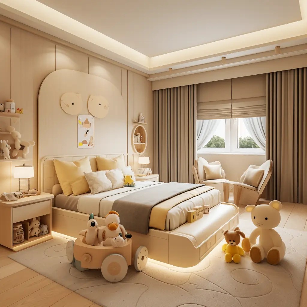 dětský pokoj v béžové se sovou