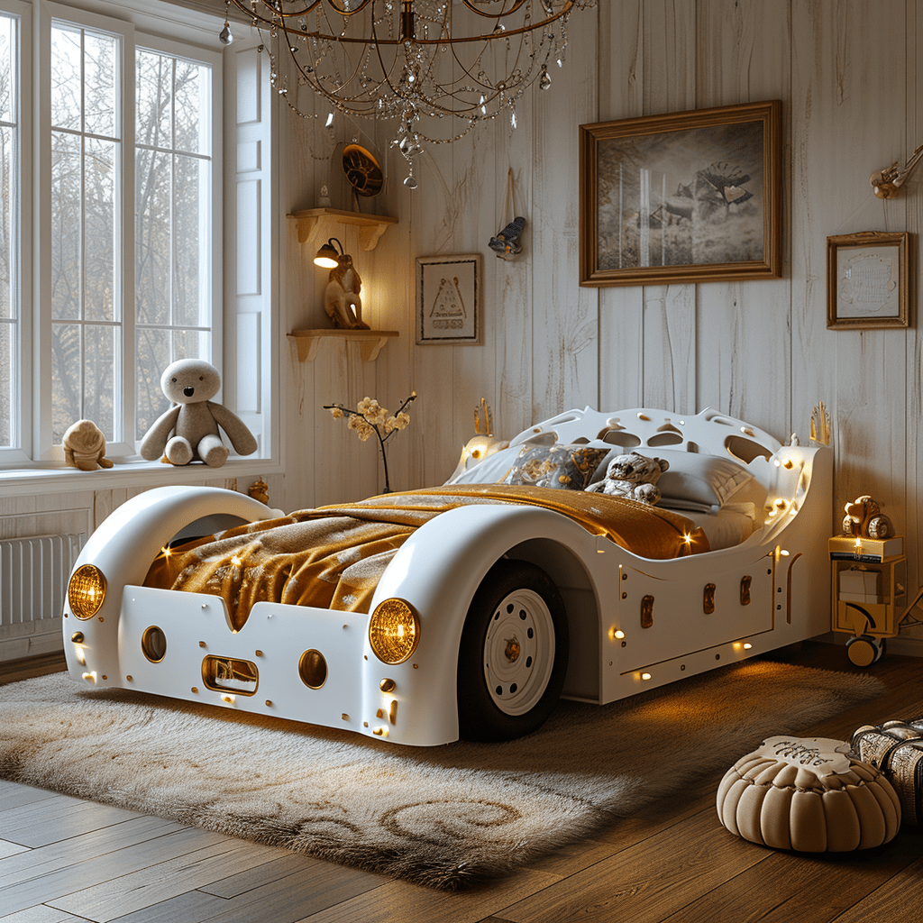 auto jako postel v dětském pokoji