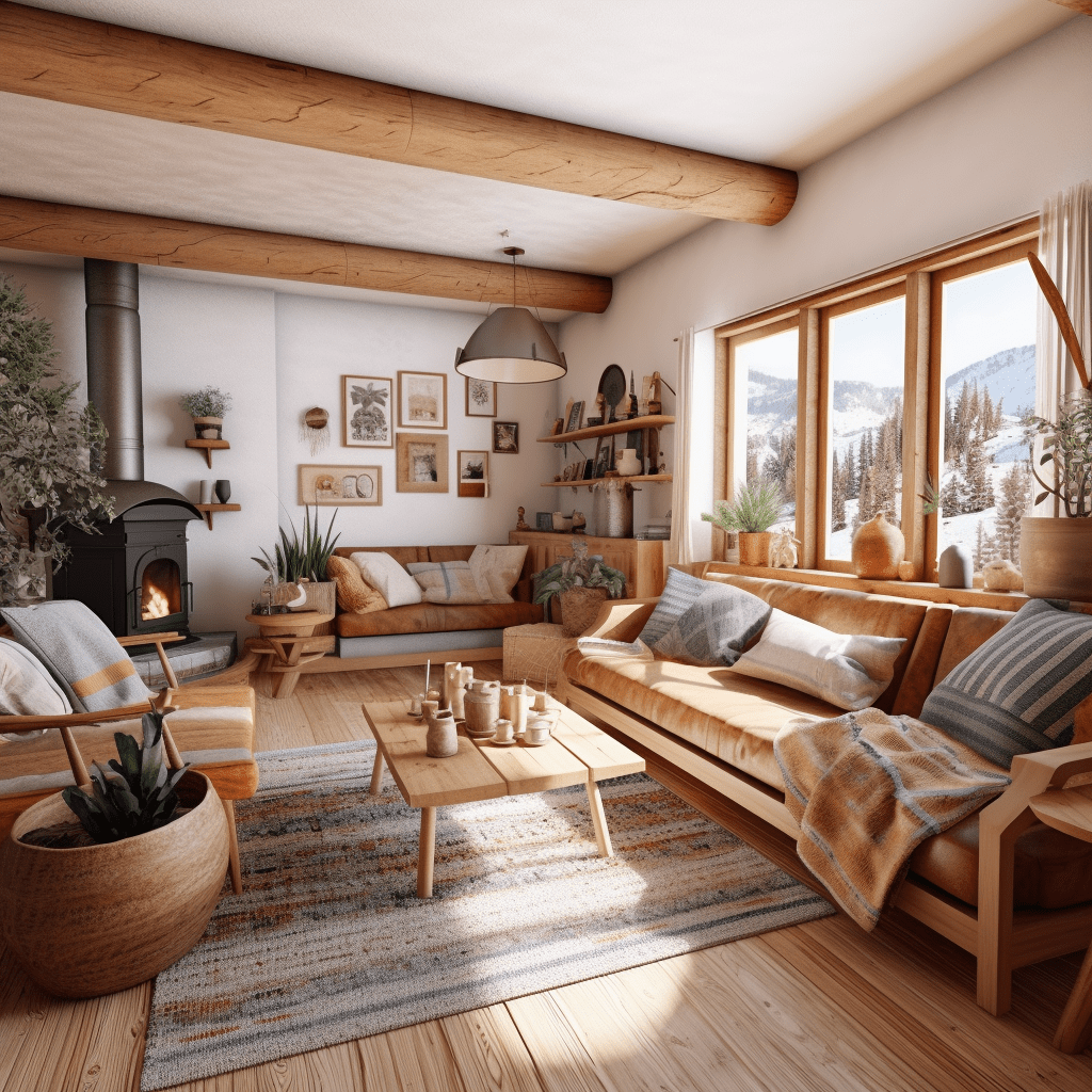 minimalisticky skandinávsky zařízená chata