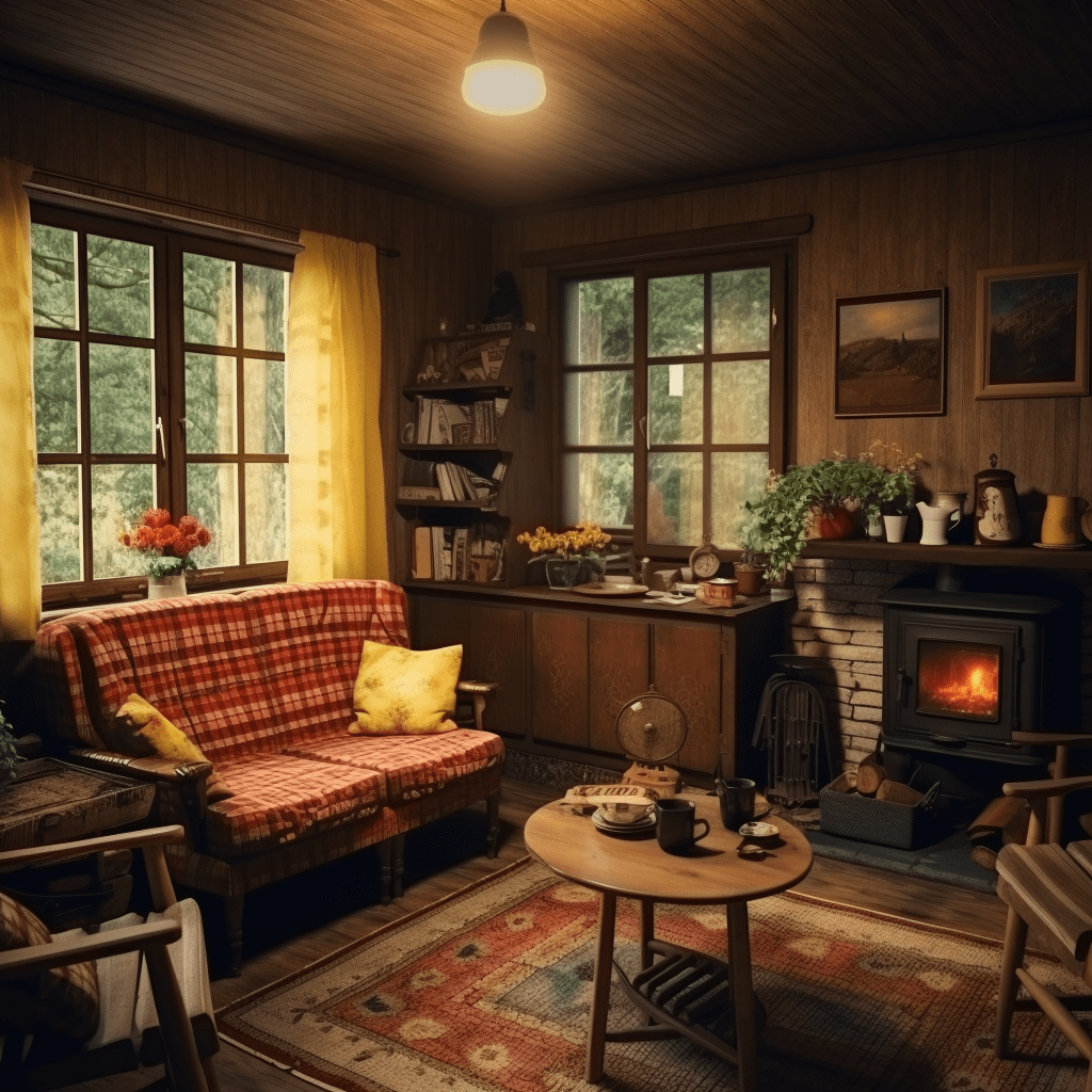 Retro interiér chaty