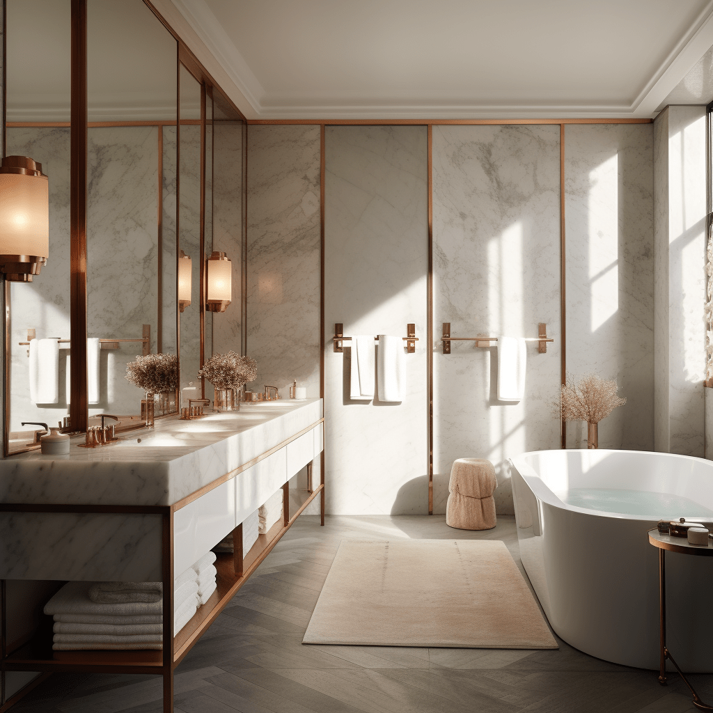 koupelna s mramorovým umyvadlem