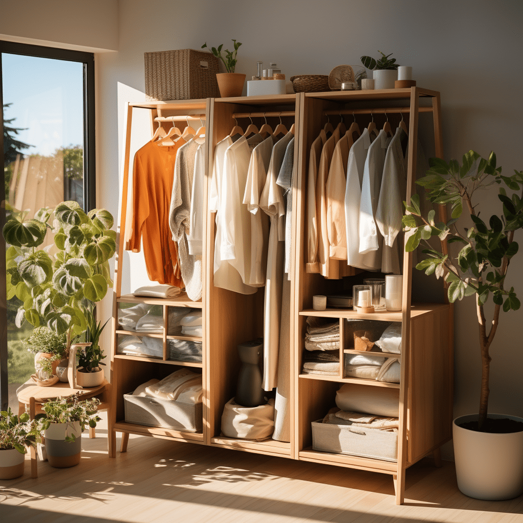 dřevěná šátní skříň vyklizená od nepořádku
