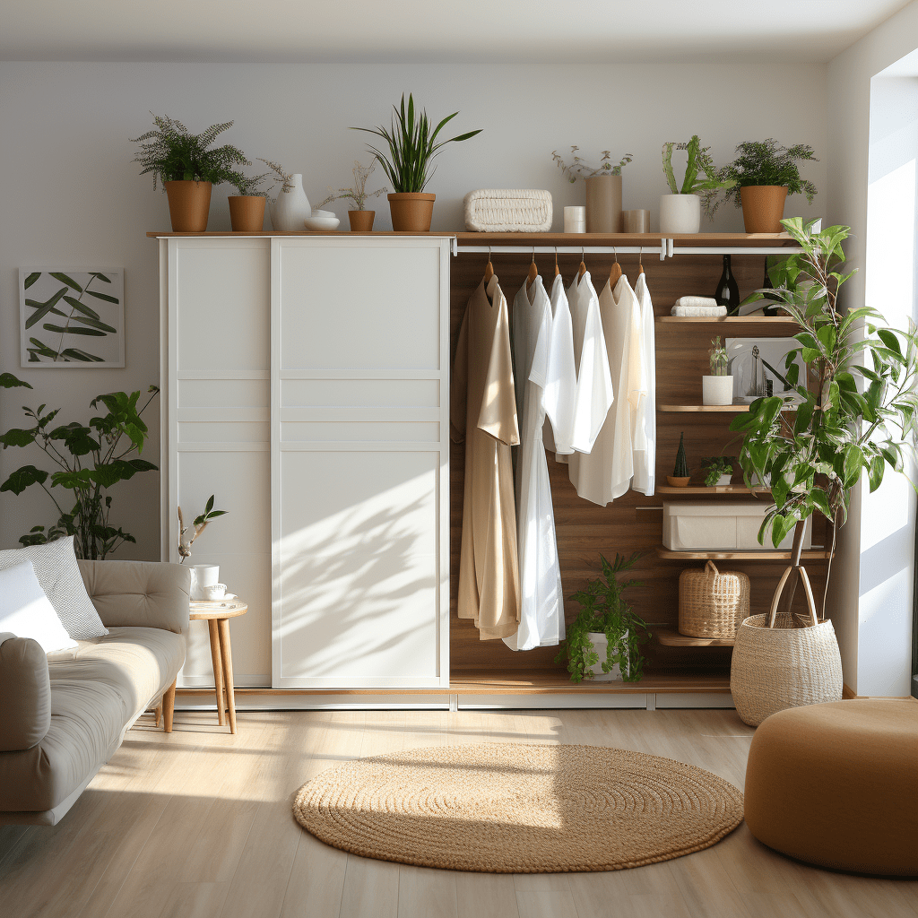 bílá a minimalistická šatna