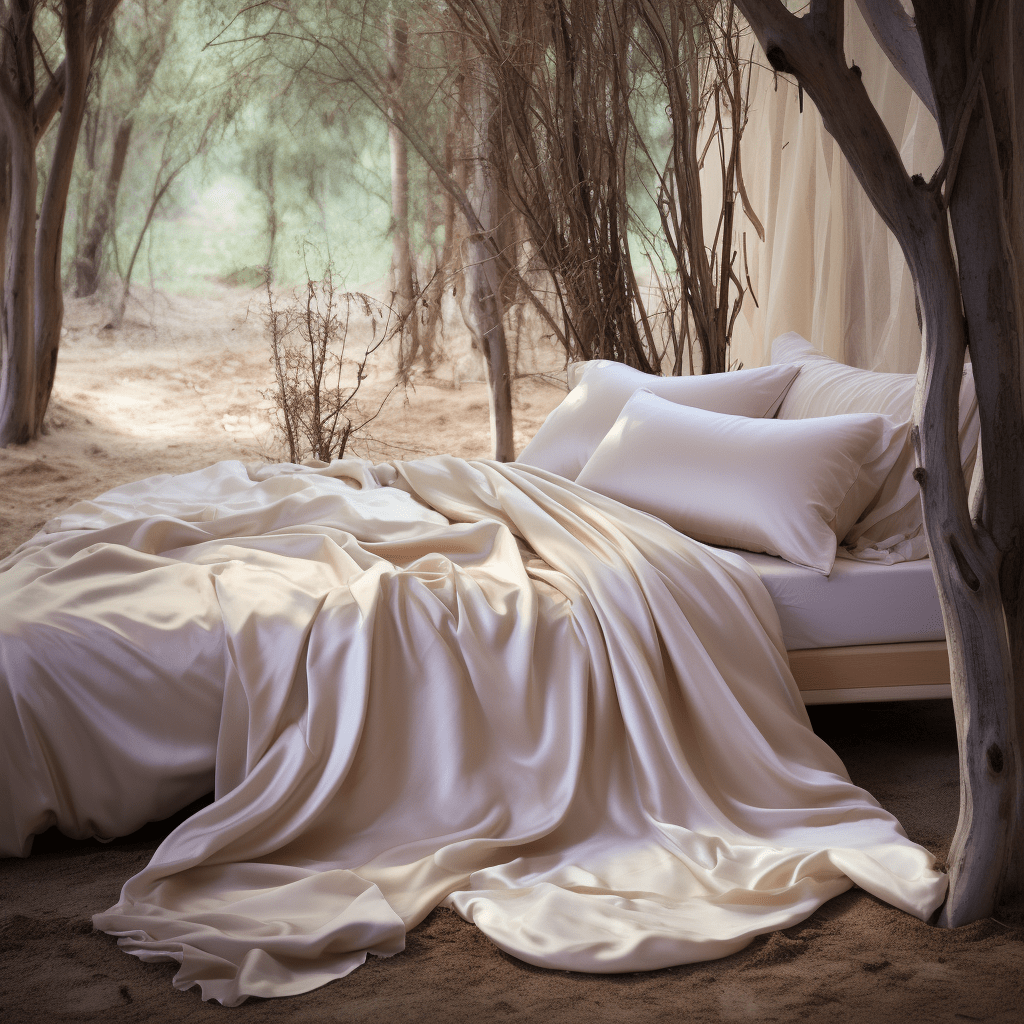 světle růžové povlečení z hedvábí