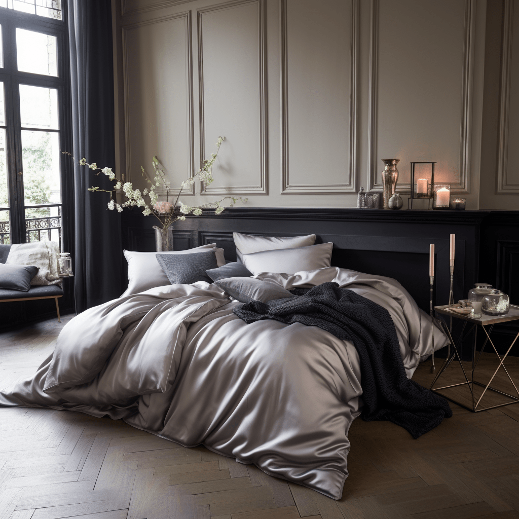 tmavé hedvábné povlečení