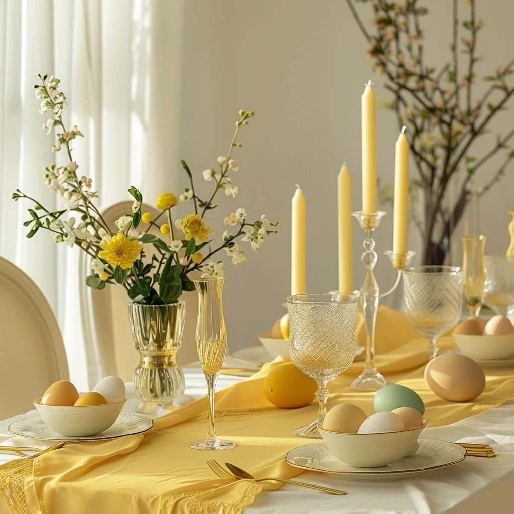 světle žlutý minimalismus na velikonočním stole