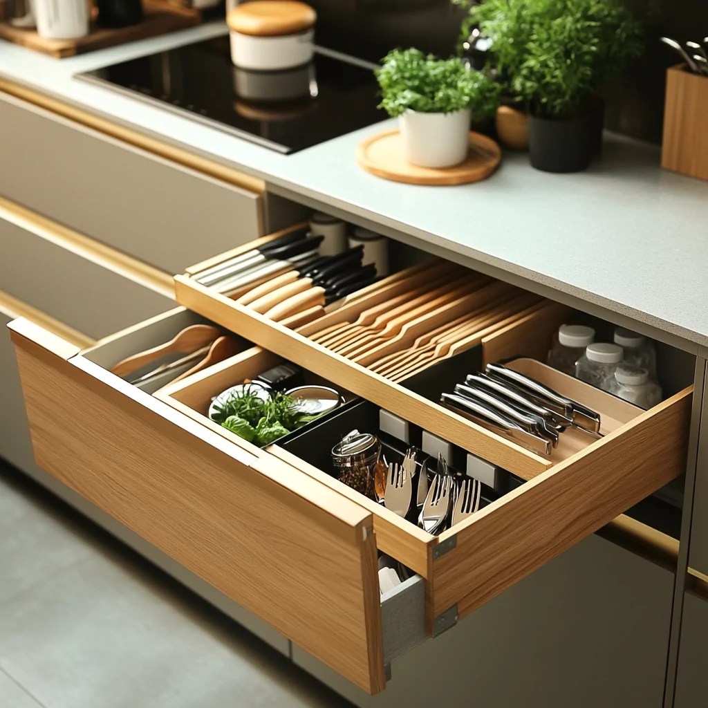 jak organizovat šuplíky v kuchyni